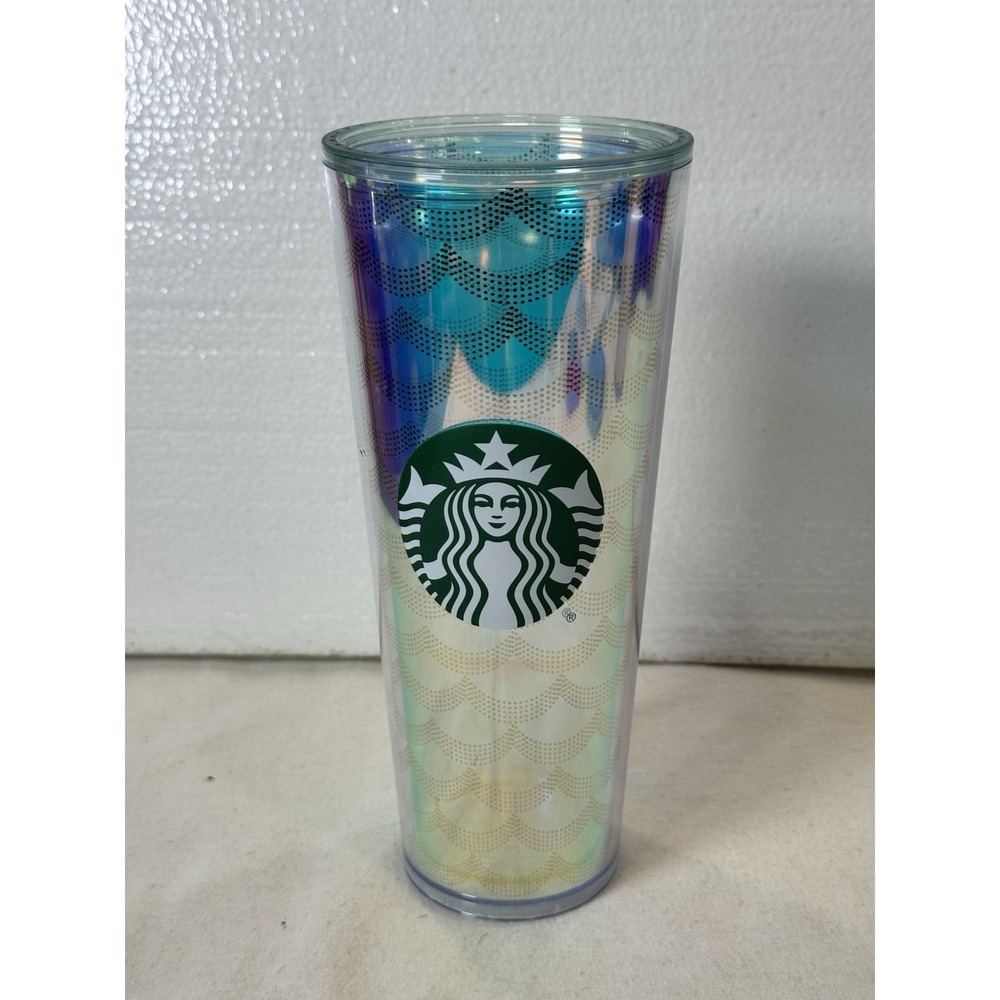 STARBUCKS IRIDESCENT RAINBOW SIREN SCALES MERMAID 24OZ TUMBLER No Straw